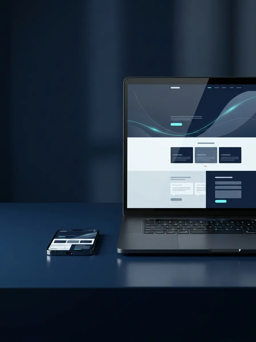Web que capta: laptop mostrando una landing lista para convertir visitas en contactos
